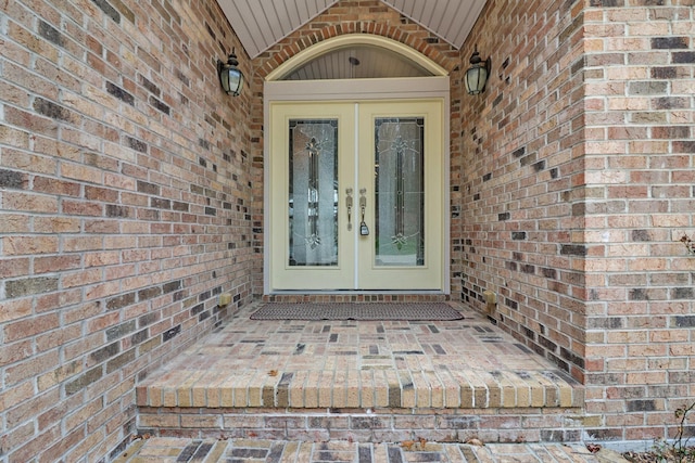 doorway to property featuring french doors