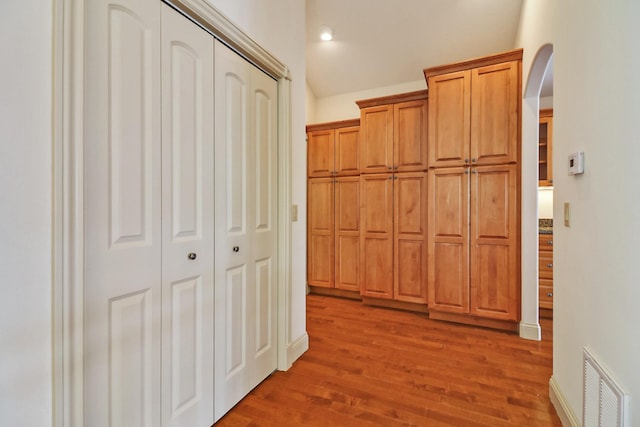 hall featuring dark hardwood / wood-style floors