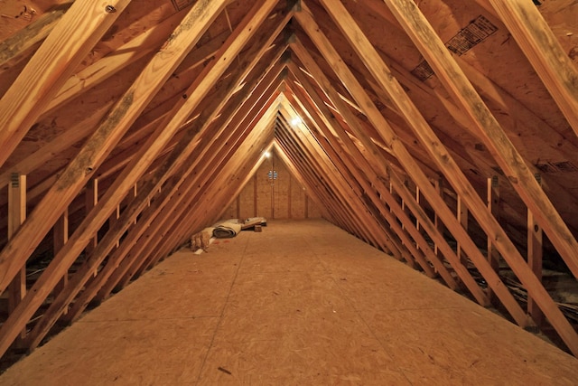 view of unfinished attic