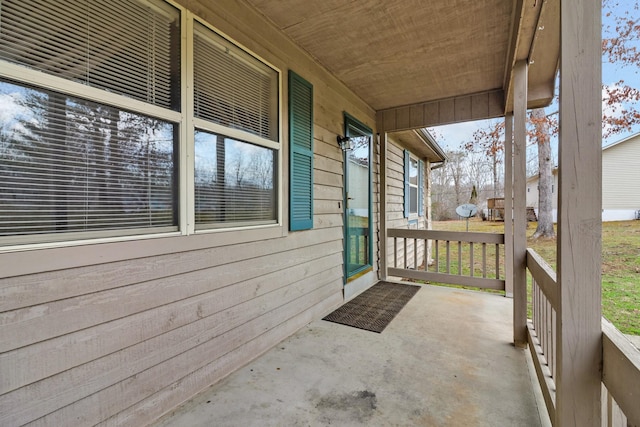 view of patio featuring a porch