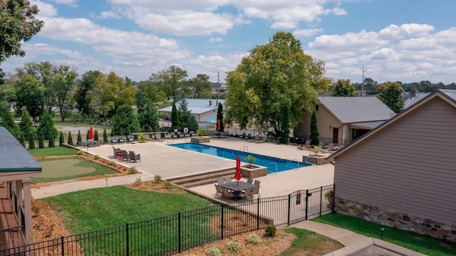 view of pool featuring a patio