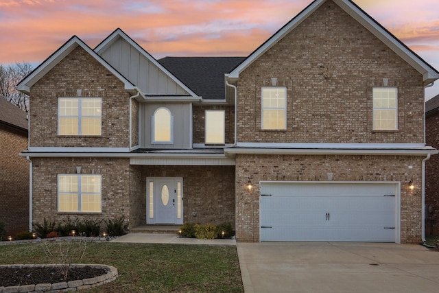 view of front of house with a garage