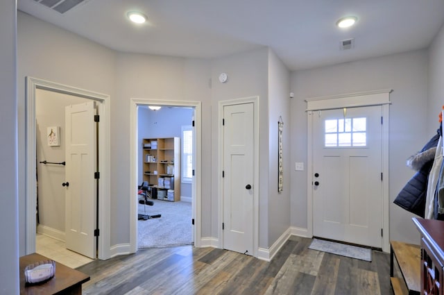 entryway featuring dark wood-type flooring