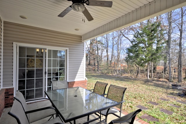 view of patio with ceiling fan