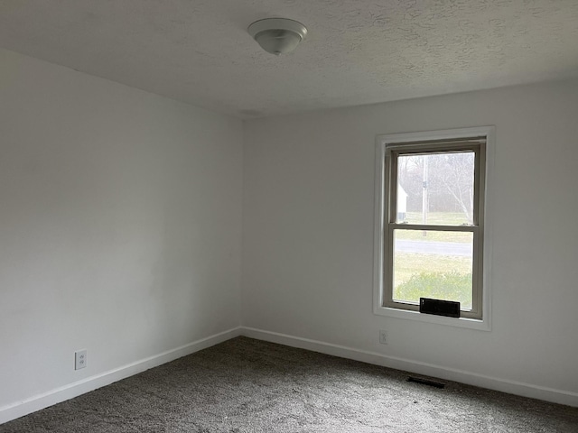 empty room featuring carpet and a textured ceiling