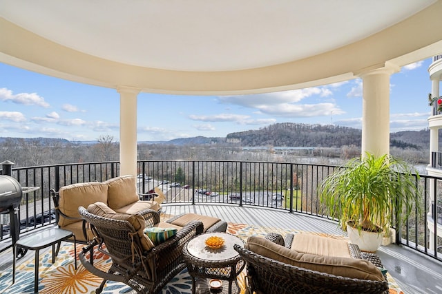 balcony with a mountain view