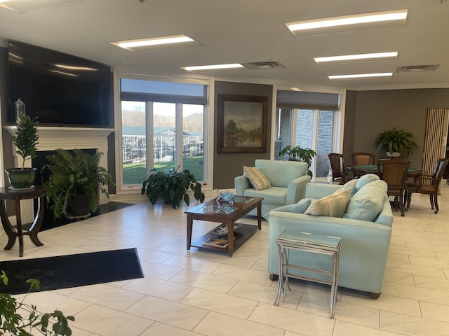 view of tiled living room