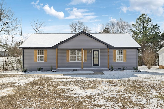 view of front facade with crawl space