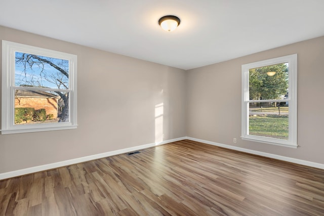 empty room featuring hardwood / wood-style flooring and a wealth of natural light