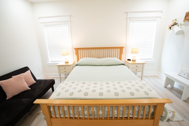 bedroom featuring light hardwood / wood-style flooring