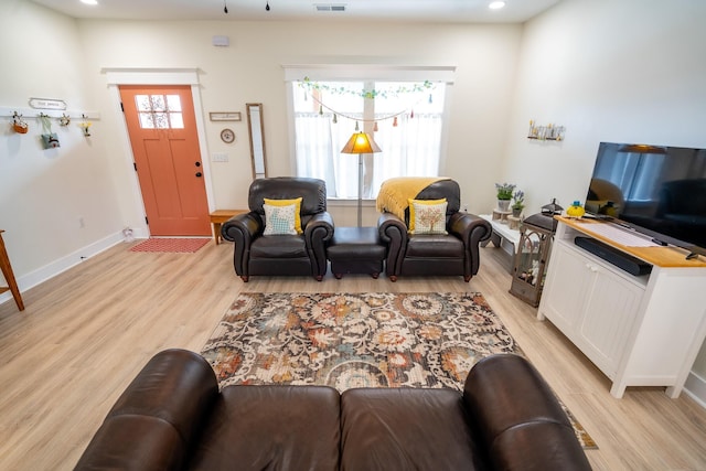 living room featuring light hardwood / wood-style floors