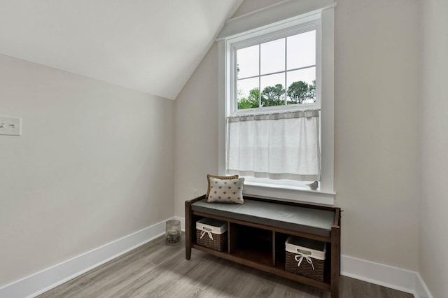 852 Pine Grove Rd, Ringgold, GA 30736 - sitting room featuring wood finished floors, vaulted ceiling, and baseboards
