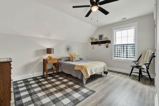 852 Pine Grove Rd, Ringgold, GA 30736 - bedroom featuring wood finished floors, baseboards, a ceiling fan, and lofted ceiling