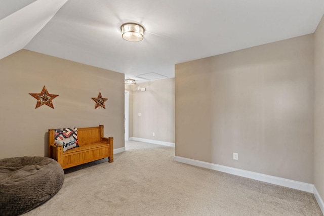 sitting room with carpet floors