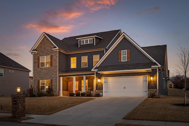 craftsman-style house with a garage