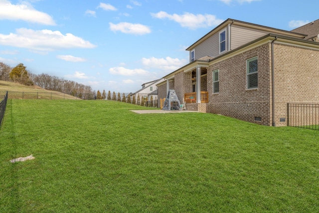 view of yard with a patio and a fenced backyard