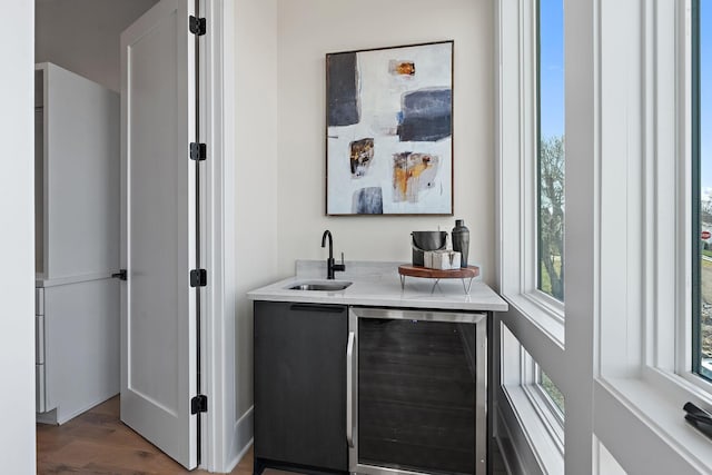304 35th Ave N, Nashville, TN 37209 - bar featuring a sink, dark wood-style floors, wet bar, and wine cooler