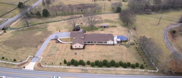 drone / aerial view with a rural view