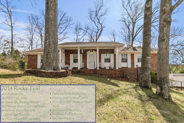 7014 Rocky Trl, Chattanooga, TN 37421 - single story home with brick siding and a porch