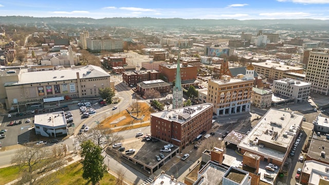 birds eye view of property with a view of city