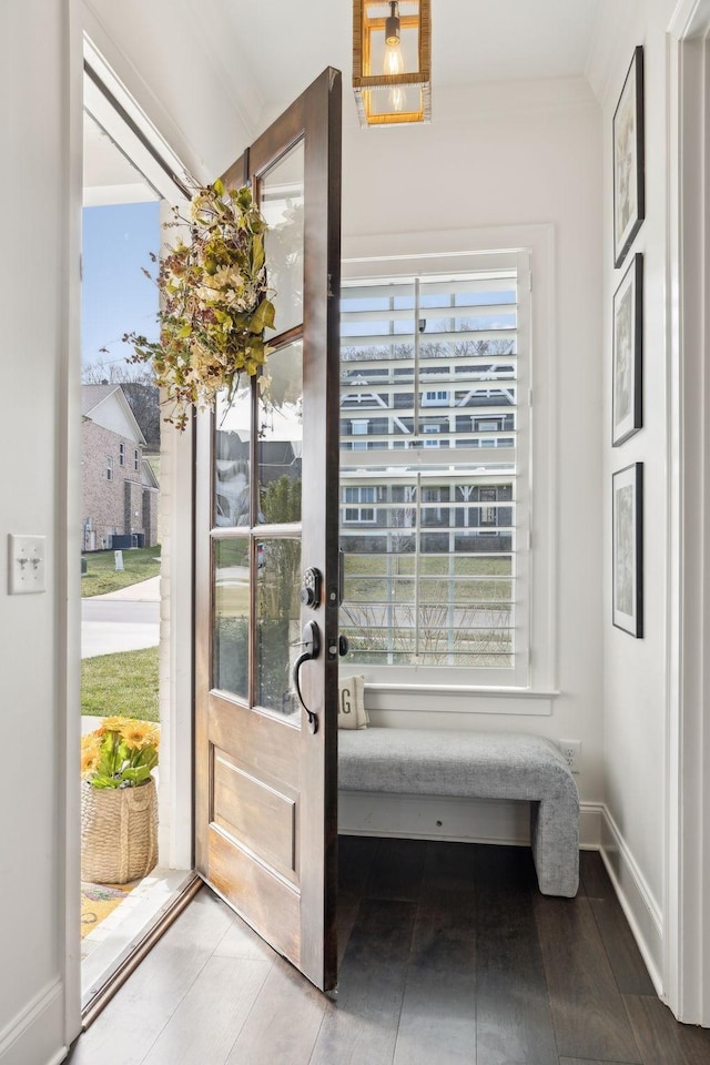 doorway to outside with baseboards and a wealth of natural light