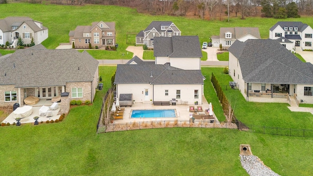 aerial view with a residential view