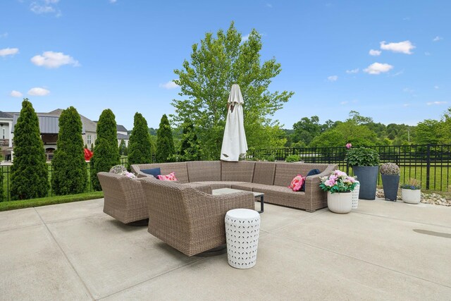 7020 Vineyard Valley Dr, College Grove, TN 37046 - view of patio / terrace with an outdoor living space and fence