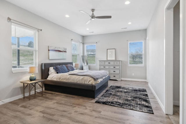 7609 Nolensville Rd, Nolensville, TN 37135 - bedroom featuring a ceiling fan, recessed lighting, baseboards, and wood finished floors