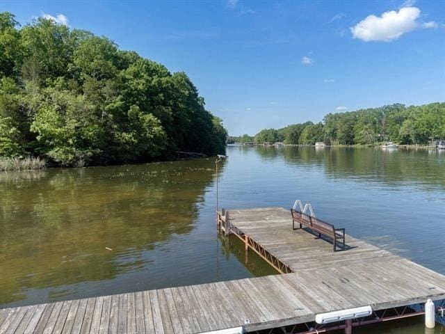 view of dock featuring a water view