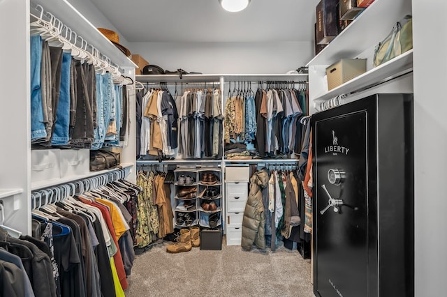 spacious closet featuring carpet flooring