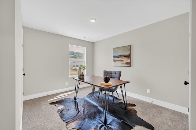 home office featuring carpet floors and baseboards