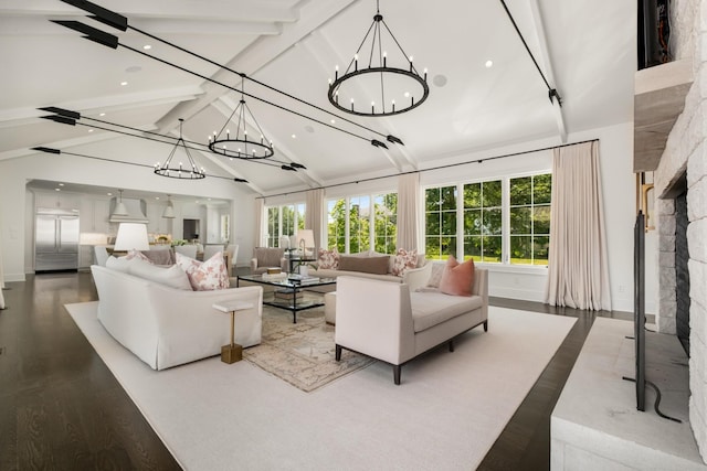 313 Deerwood Ln, Brentwood, TN 37027 - living room featuring a chandelier, recessed lighting, plenty of natural light, and wood finished floors
