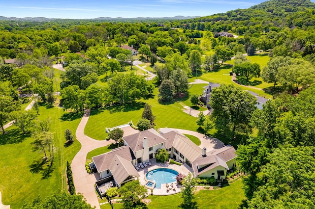 313 Deerwood Ln, Brentwood, TN 37027 - drone / aerial view of a pool and a forest