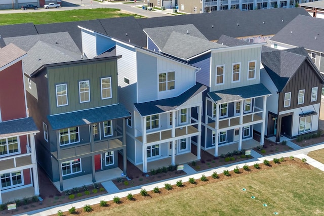 drone / aerial view with a residential view