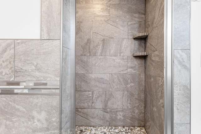 interior details featuring a shower stall