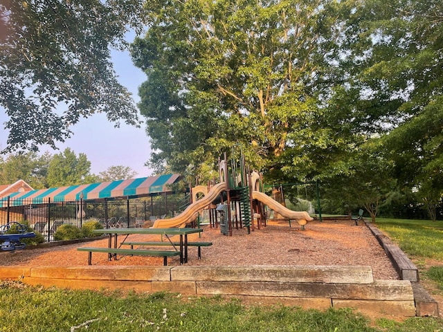 communal playground with fence