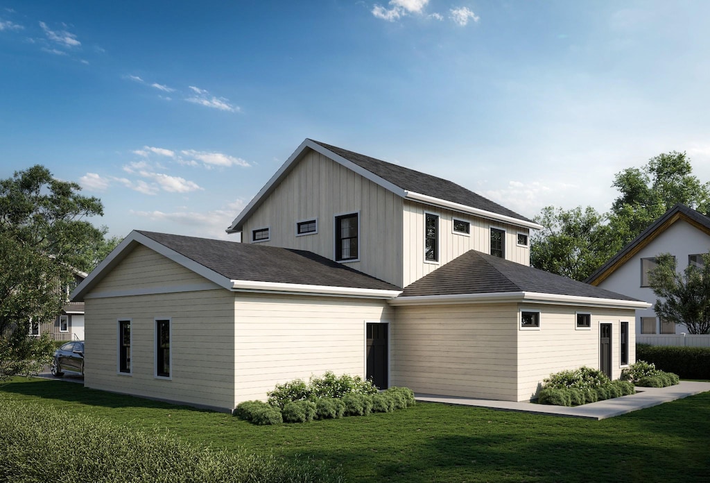 1123 Westchester Dr, Nashville, TN 37207 - exterior space featuring board and batten siding, a shingled roof, and a front lawn