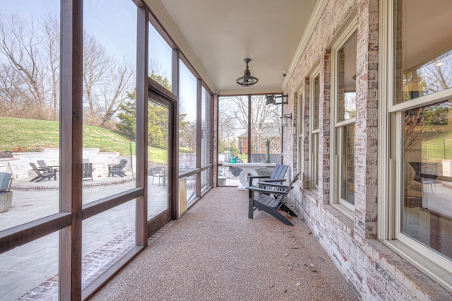 view of unfurnished sunroom