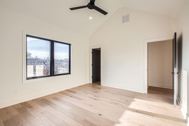 605A Morrow Rd, Nashville, TN 37209 - spare room with light wood-type flooring, high vaulted ceiling, baseboards, and visible vents