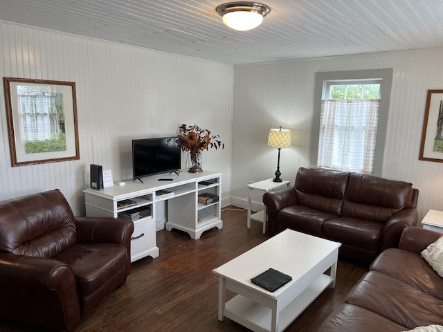 living area with dark wood finished floors