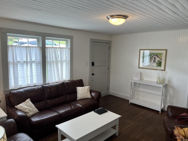 living area with dark wood-style flooring