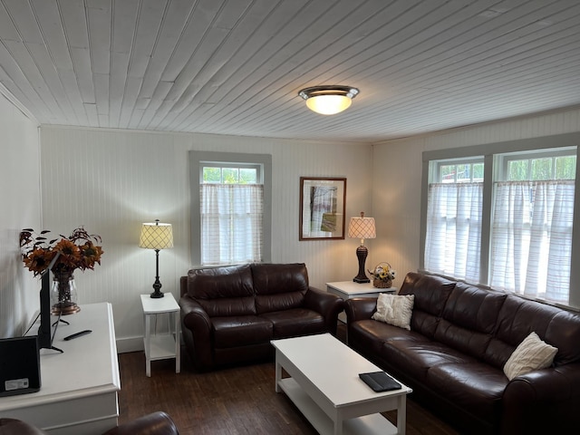 living area featuring dark wood finished floors