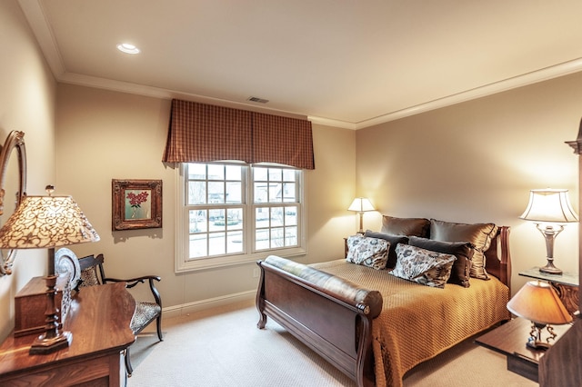 1225 Chloe Dr, Gallatin, TN 37066 - bedroom with light carpet, crown molding, visible vents, and baseboards