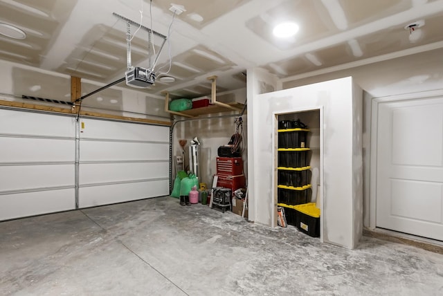 garage with a garage door opener