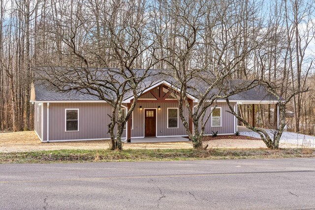 view of front of property with a shingled roof