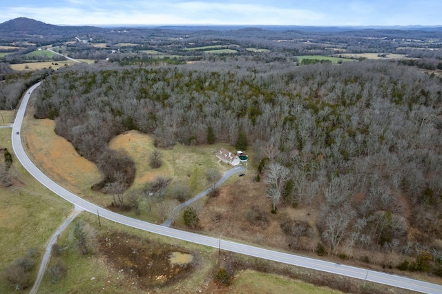 birds eye view of property featuring a rural view and a mountain view