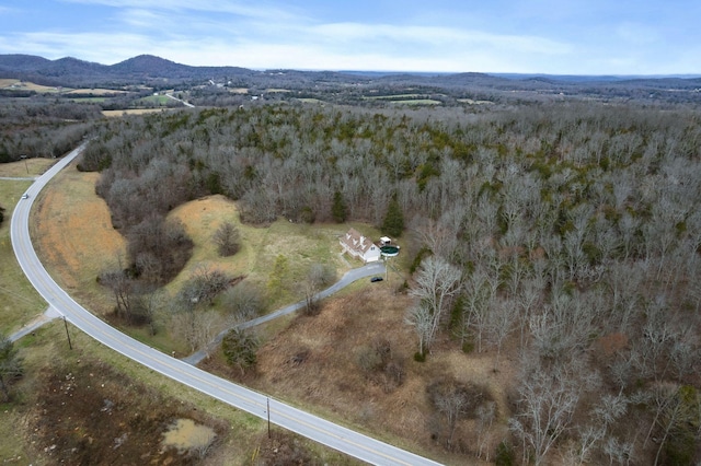 birds eye view of property featuring a mountain view