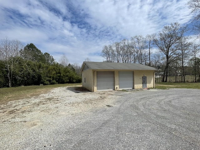 view of detached garage