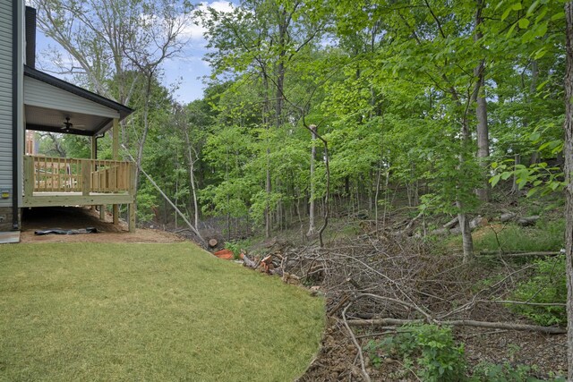 348 Welchwood Dr, Clarksville, TN 37040 - view of yard with a wooden deck and a ceiling fan