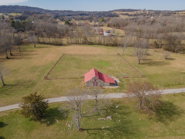 bird's eye view with a rural view